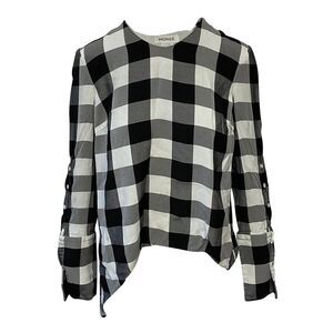 Monse Tartan Asymmetrical Blouse in White Viscose